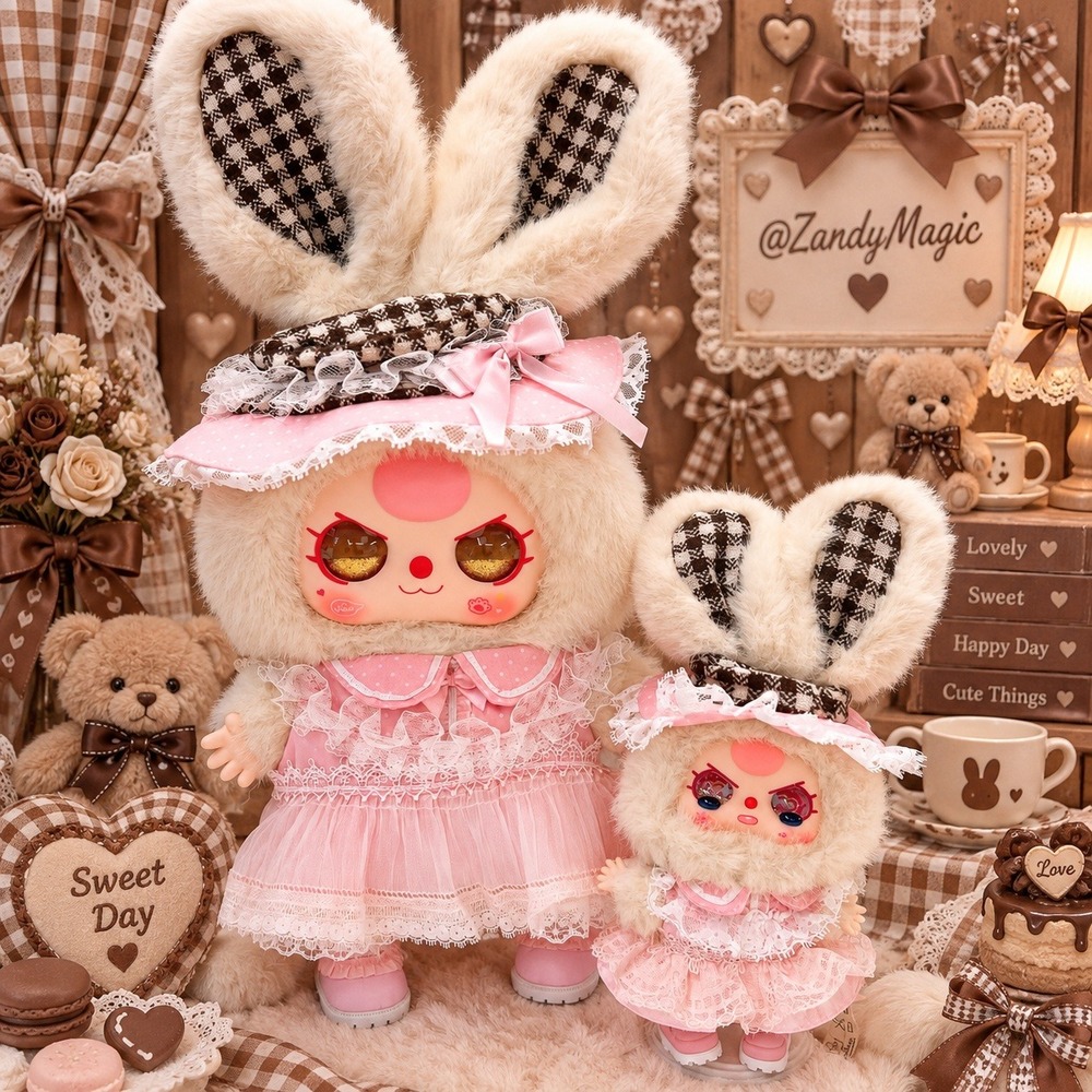 Baby Three Lolita 400% + 80% Set "Pink Yellow + Water Glitter eyes" plush